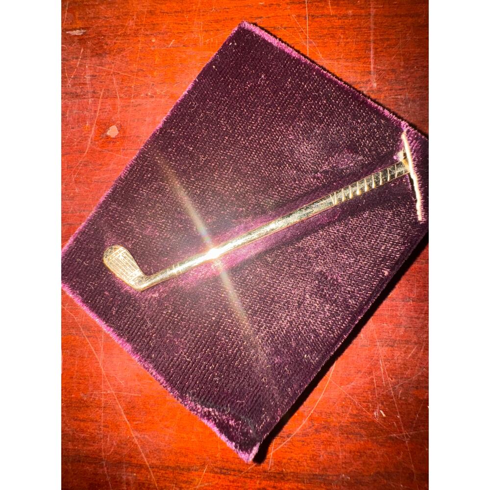 Vintage Hadley Money Clip or Tie Bar Yellow Gold Tone Made USA Golf Club